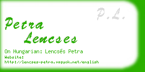 petra lencses business card